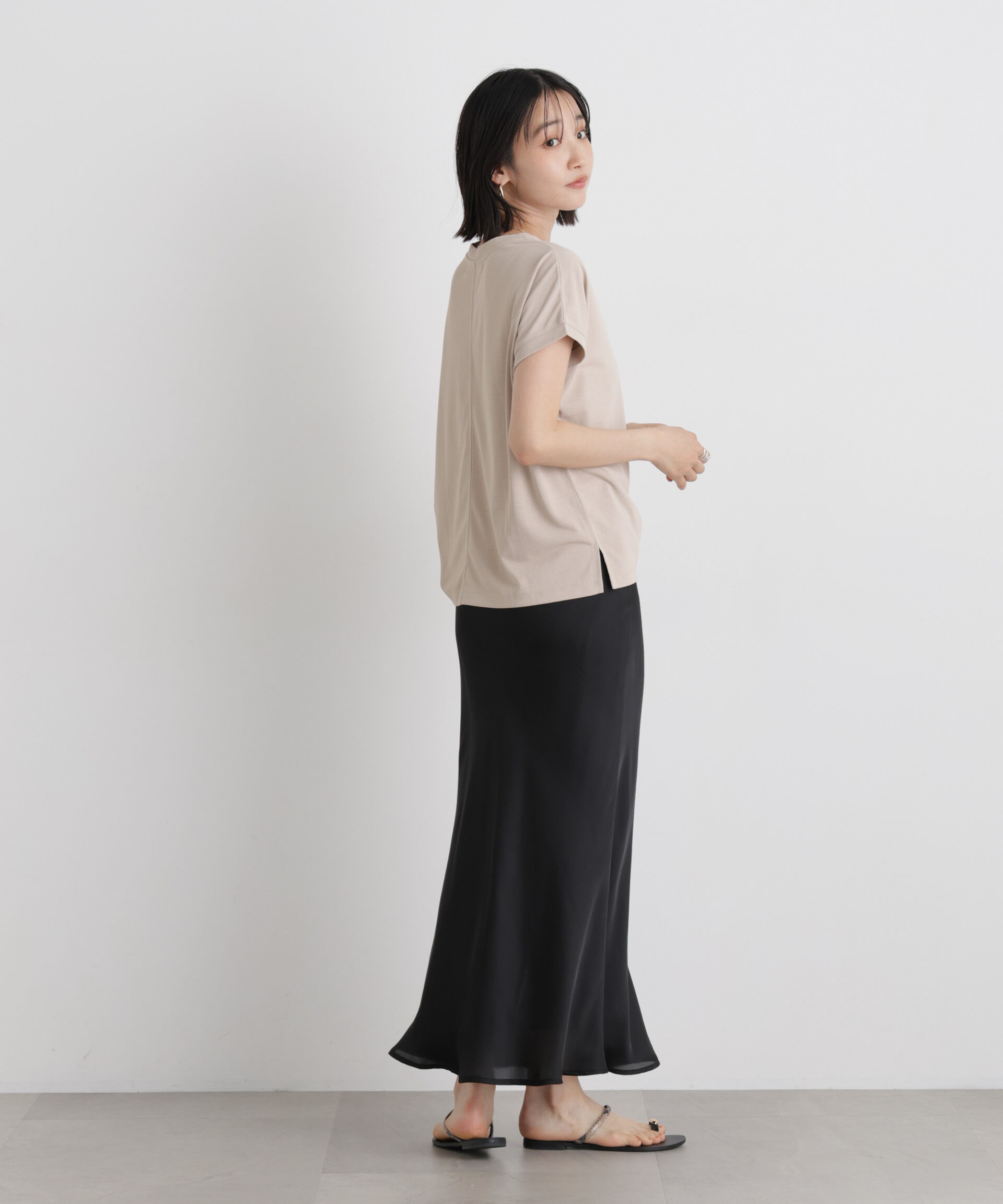 NANO universe「汗隠糸加工&多彩機能カットソー素材 ドルマンフレンチトップス」|Tシャツ・カットソー|