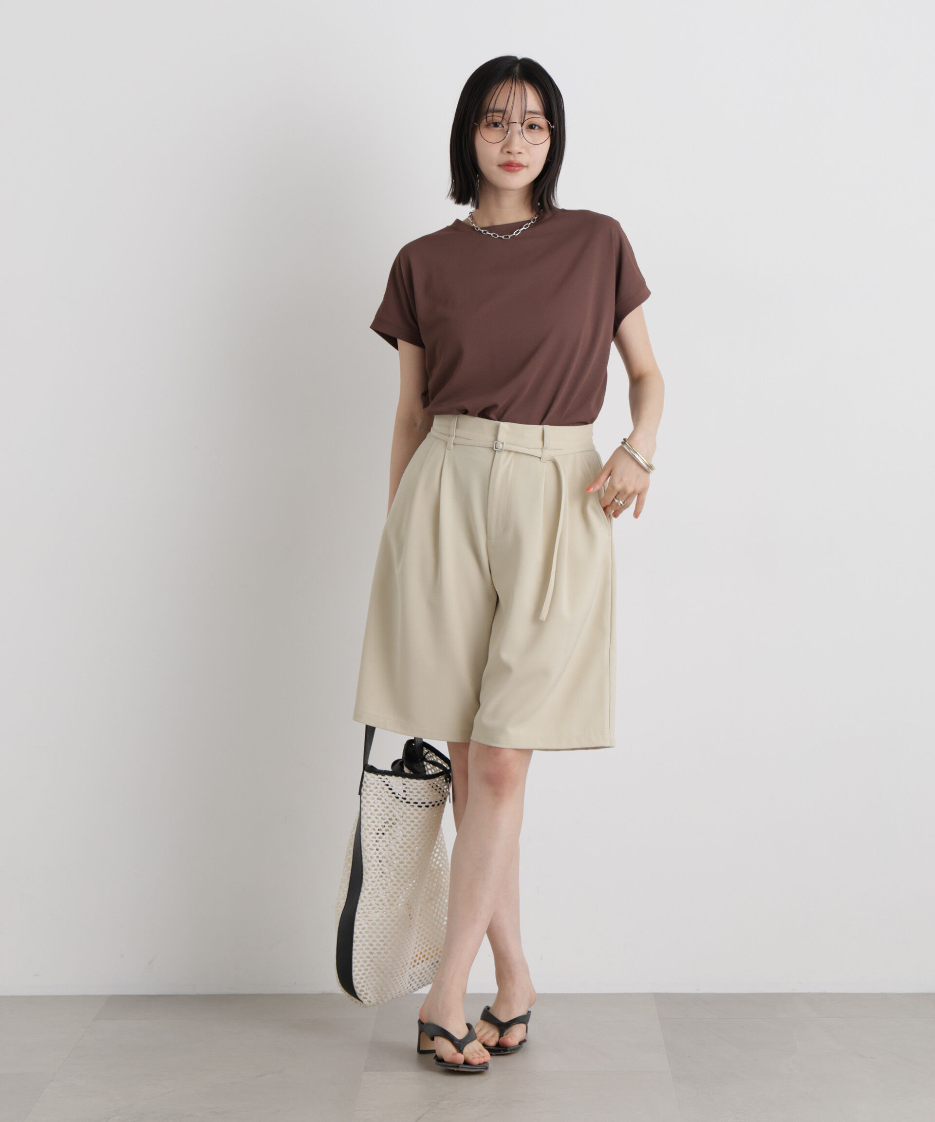 NANO universe「汗隠糸加工&多彩機能カットソー素材 ドルマンフレンチトップス」|Tシャツ・カットソー|