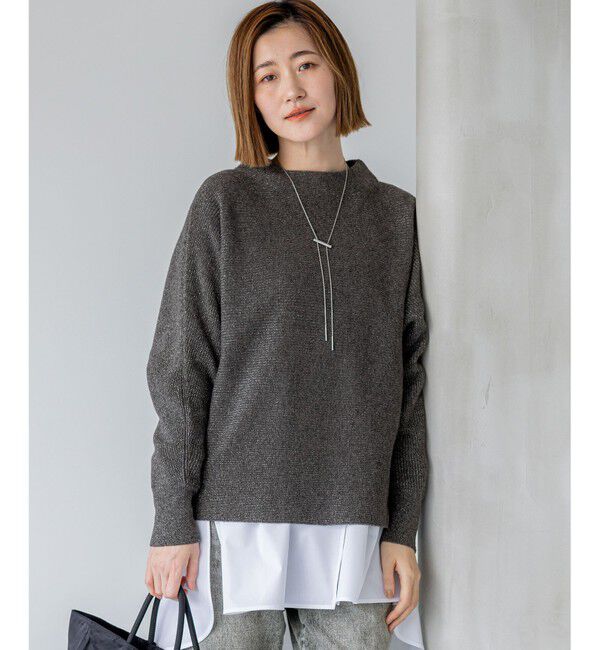23区「【洗える】ウールカシミヤラメ ドルマンスリーブ ニット」|ニット・セーター|グレー系
