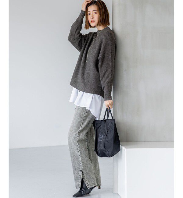 23区「【洗える】ウールカシミヤラメ ドルマンスリーブ ニット」|ニット・セーター|