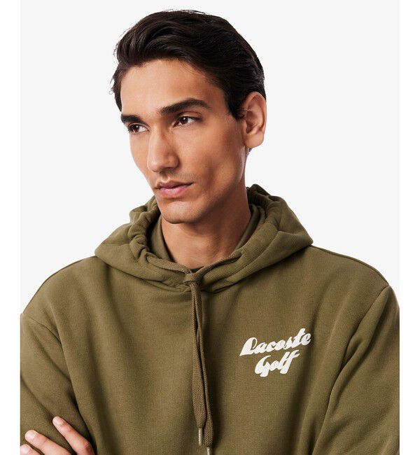 LACOSTE「プレイヤーバックプリントスウェットフーディー」|パーカー|