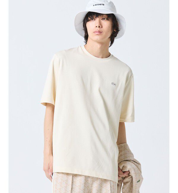 LACOSTE「二層構造 消臭 速乾 UVカット ワンポイント アウトラインロゴクルーネック半袖Tシャツ」|Tシャツ・カットソー|