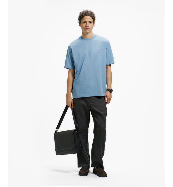 LACOSTE「二層構造 消臭 速乾 UVカット ワンポイント アウトラインロゴクルーネック半袖Tシャツ」|Tシャツ・カットソー|
