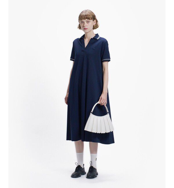 LACOSTE「ラインリブスキッパーネック鹿の子ポロドレス / ポロワンピース」|ワンピース|