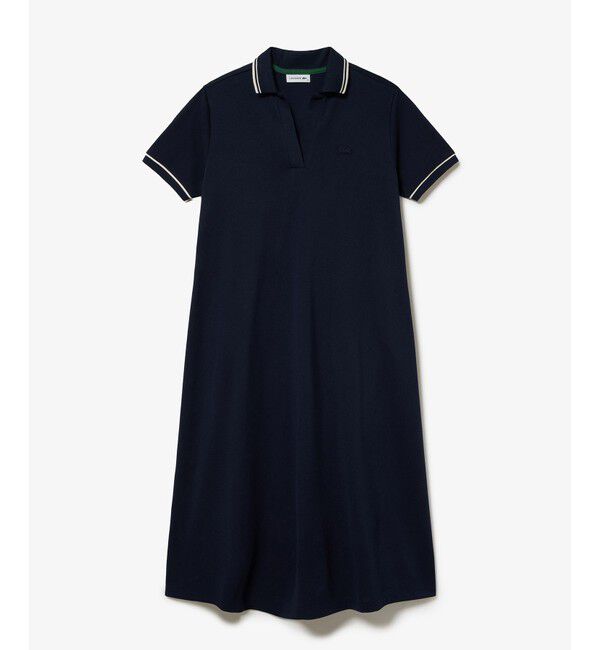 LACOSTE「ラインリブスキッパーネック鹿の子ポロドレス / ポロワンピース」|ワンピース|
