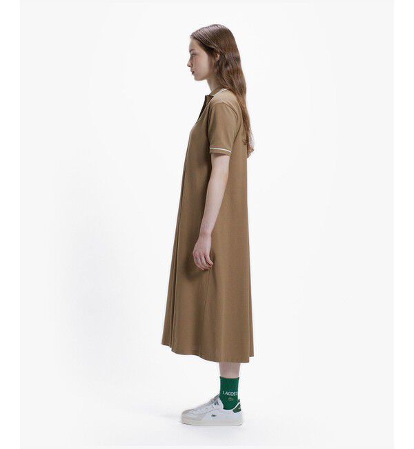 LACOSTE「ラインリブスキッパーネック鹿の子ポロドレス / ポロワンピース」|ワンピース|