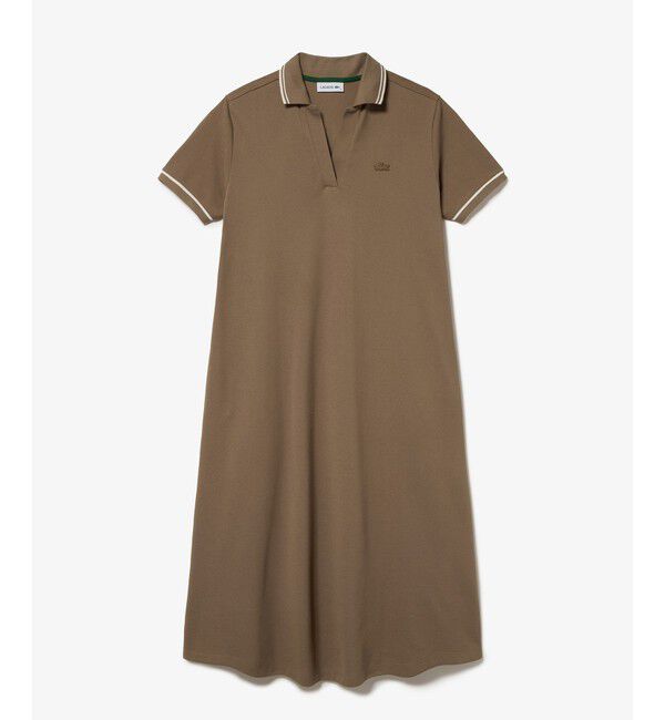 LACOSTE「ラインリブスキッパーネック鹿の子ポロドレス / ポロワンピース」|ワンピース|