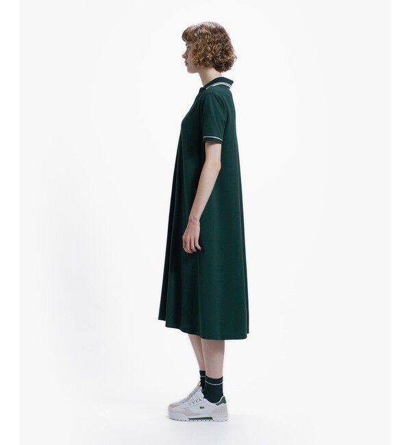 LACOSTE「ラインリブスキッパーネック鹿の子ポロドレス / ポロワンピース」|ワンピース|