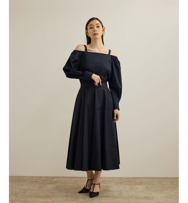 ROPE「【洗える】コットンサテンオフショルダーブラウス」|シャツ・ブラウス|