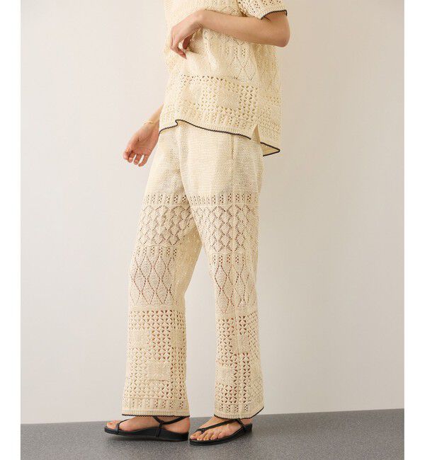 ROPE「【COOHEM】SUKASHI EMBOSSED KNIT PANTS/セットアップ対応・イージーケア」|チノ|
