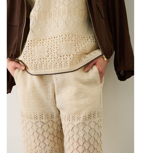 ROPE「【COOHEM】SUKASHI EMBOSSED KNIT PANTS/セットアップ対応・イージーケア」|チノ|