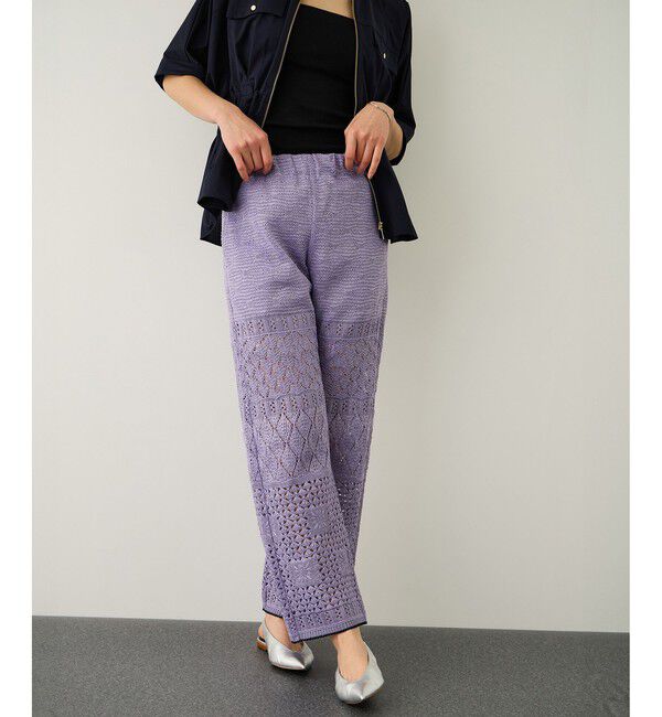 ROPE「【COOHEM】SUKASHI EMBOSSED KNIT PANTS/セットアップ対応・イージーケア」|チノ|