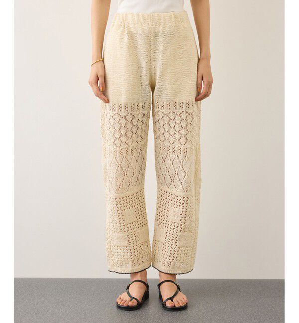 ROPE「【COOHEM】SUKASHI EMBOSSED KNIT PANTS/セットアップ対応・イージーケア」|チノ|