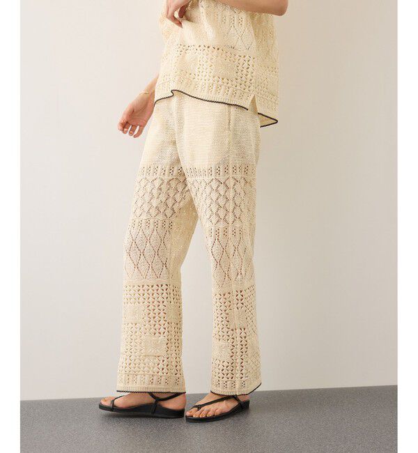 ROPE「【COOHEM】SUKASHI EMBOSSED KNIT PANTS/セットアップ対応・イージーケア」|チノ|