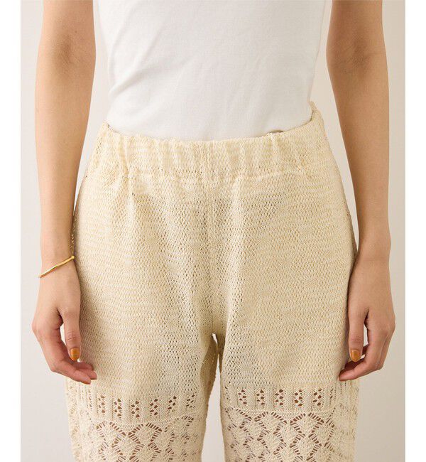 ROPE「【COOHEM】SUKASHI EMBOSSED KNIT PANTS/セットアップ対応・イージーケア」|チノ|