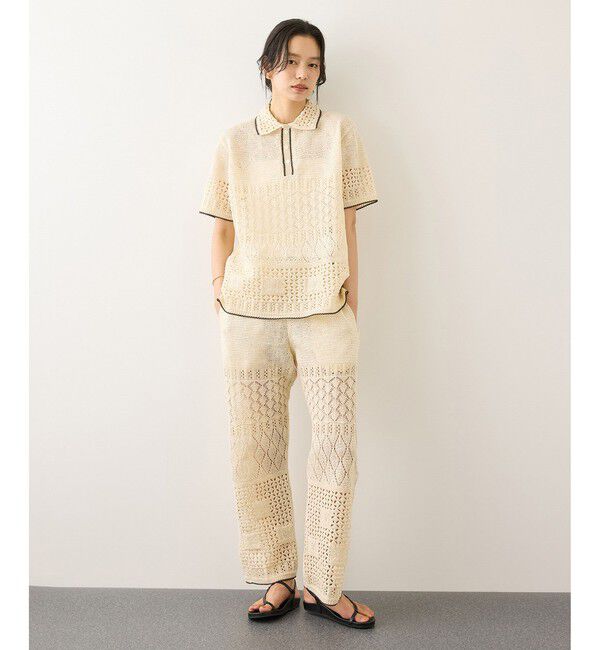 ROPE「【COOHEM】SUKASHI EMBOSSED KNIT PANTS/セットアップ対応・イージーケア」|チノ|