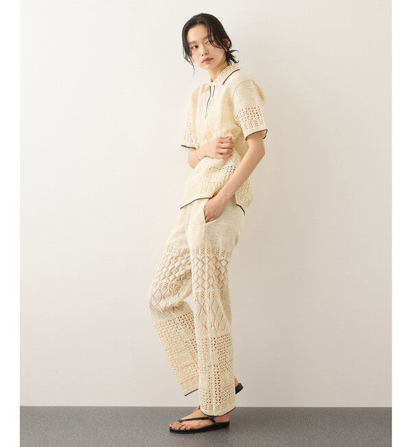 ROPE「【COOHEM】SUKASHI EMBOSSED KNIT PANTS/セットアップ対応・イージーケア」|チノ|