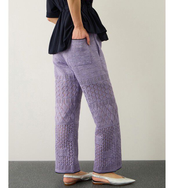 ROPE「【COOHEM】SUKASHI EMBOSSED KNIT PANTS/セットアップ対応・イージーケア」|チノ|