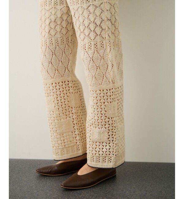 ROPE「【COOHEM】SUKASHI EMBOSSED KNIT PANTS/セットアップ対応・イージーケア」|チノ|