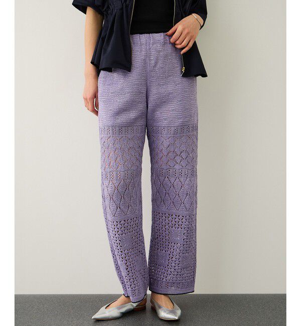 ROPE「【COOHEM】SUKASHI EMBOSSED KNIT PANTS/セットアップ対応・イージーケア」|チノ|ラベンダー(52)