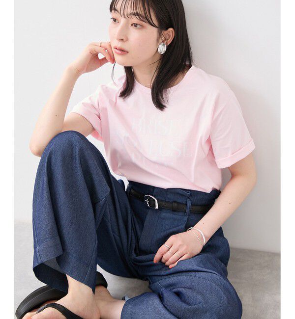 VIS「フォト＆ロゴアソートプリントTシャツ/接触冷感・汗染み防止」|Tシャツ・カットソー|ピンク(63)