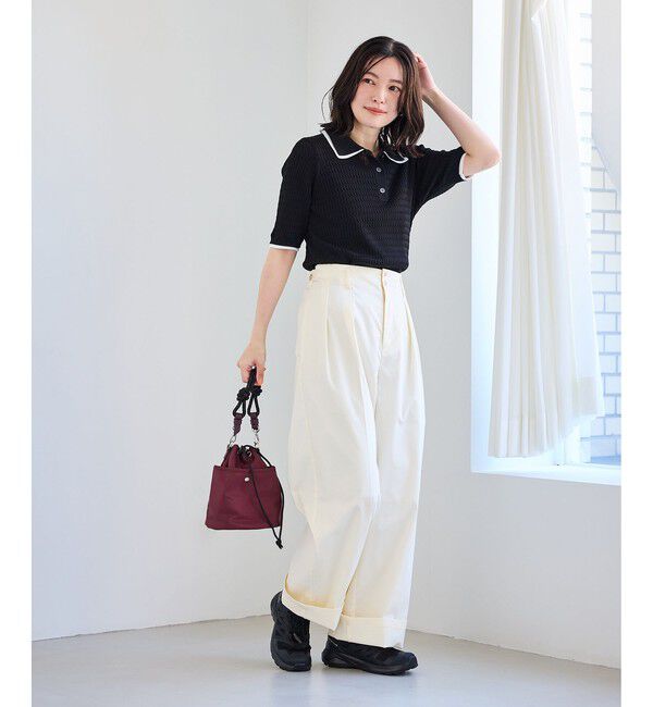 Rope&rsquo;Picnic「【ちゃんと+かわいい保証】シャーベットニットミニケーブルポロカラーニット/UVケア」|ニット・セーター|