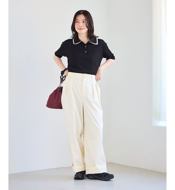 Rope&rsquo;Picnic「【ちゃんと+かわいい保証】シャーベットニットミニケーブルポロカラーニット/UVケア」|ニット・セーター|
