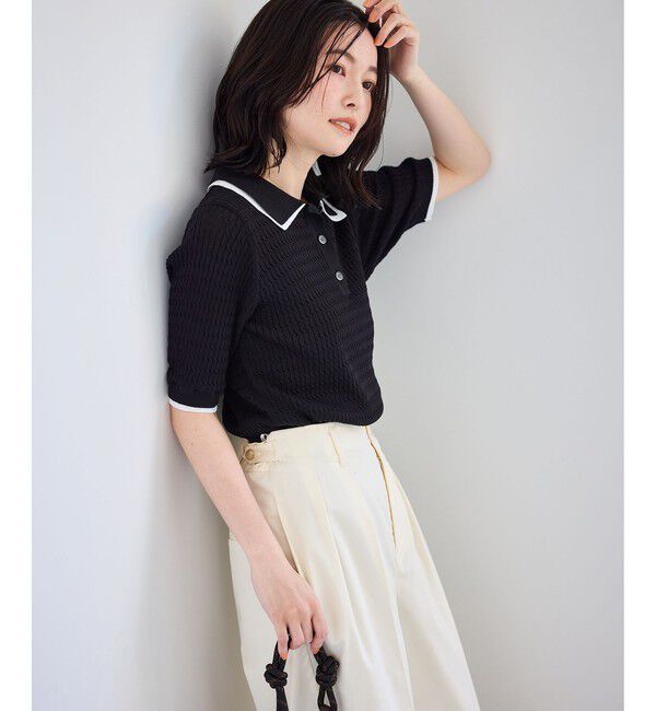 Rope&rsquo;Picnic「【ちゃんと+かわいい保証】シャーベットニットミニケーブルポロカラーニット/UVケア」|ニット・セーター|