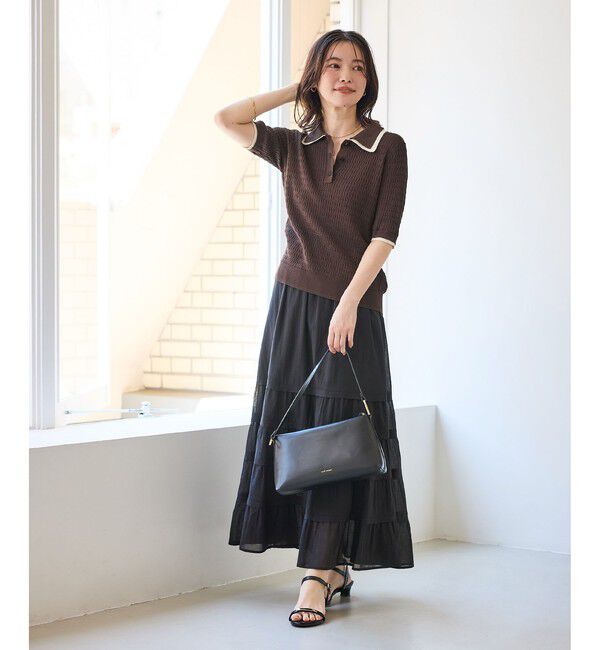Rope&rsquo;Picnic「【ちゃんと+かわいい保証】シャーベットニットミニケーブルポロカラーニット/UVケア」|ニット・セーター|