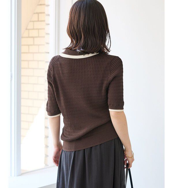 Rope&rsquo;Picnic「【ちゃんと+かわいい保証】シャーベットニットミニケーブルポロカラーニット/UVケア」|ニット・セーター|