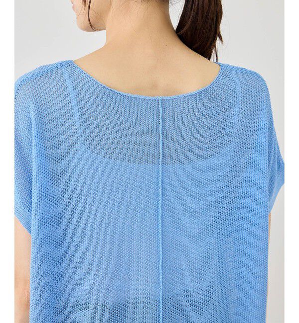 Rope&rsquo;Picnic「【体型カバー】二の腕すっきり見えプチスパンコールフレンチスリーブメッシュニット」|ニット・セーター|