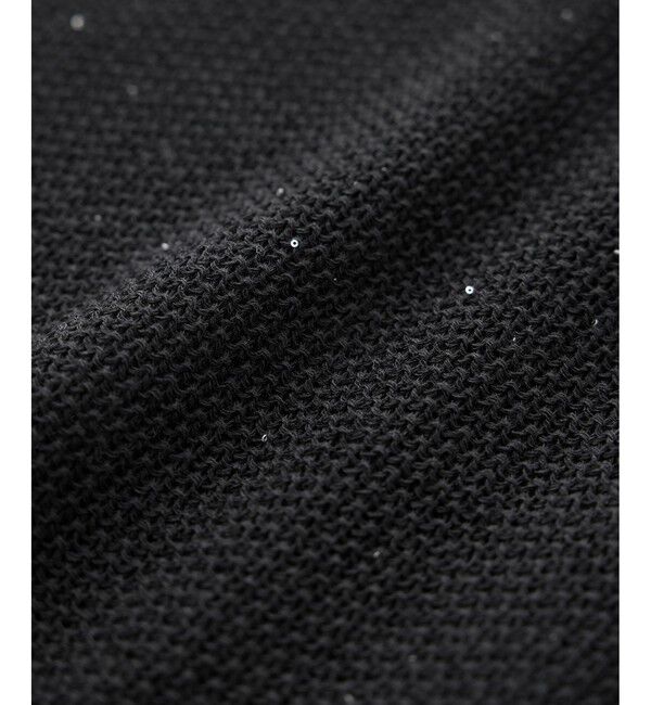 Rope&rsquo;Picnic「【体型カバー】二の腕すっきり見えプチスパンコールフレンチスリーブメッシュニット」|ニット・セーター|