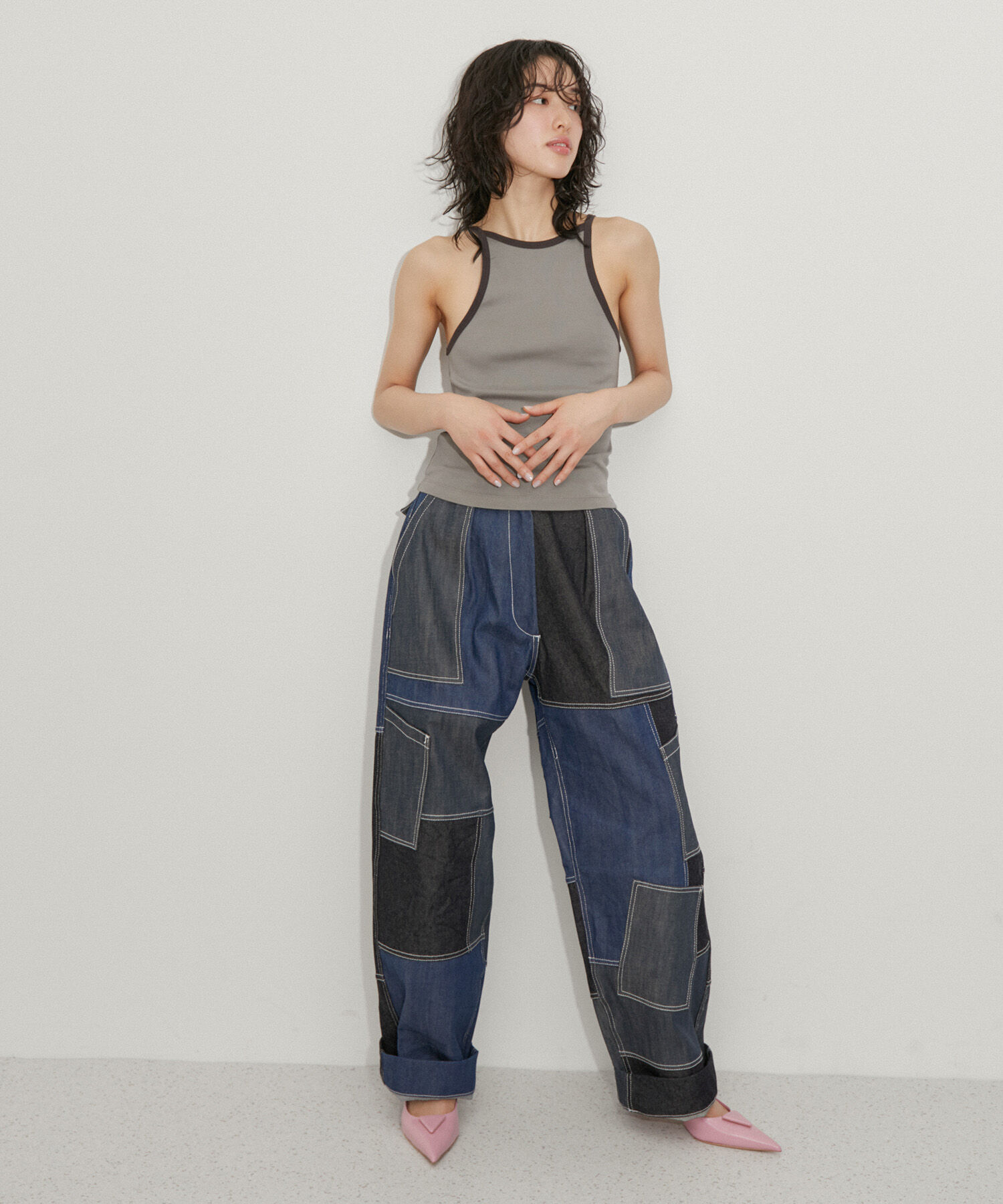 ADAM ET ROPE'「【Allege.for ADAM ET ROPE'】BI COLOR TANK TOP」|キャミソール|