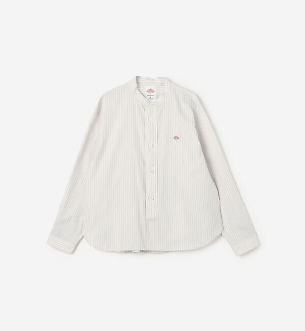  「DANTON | コットンポプリン 長袖バンドカラーシャツ STRIPE WOMEN」|シャツ・ブラウス|