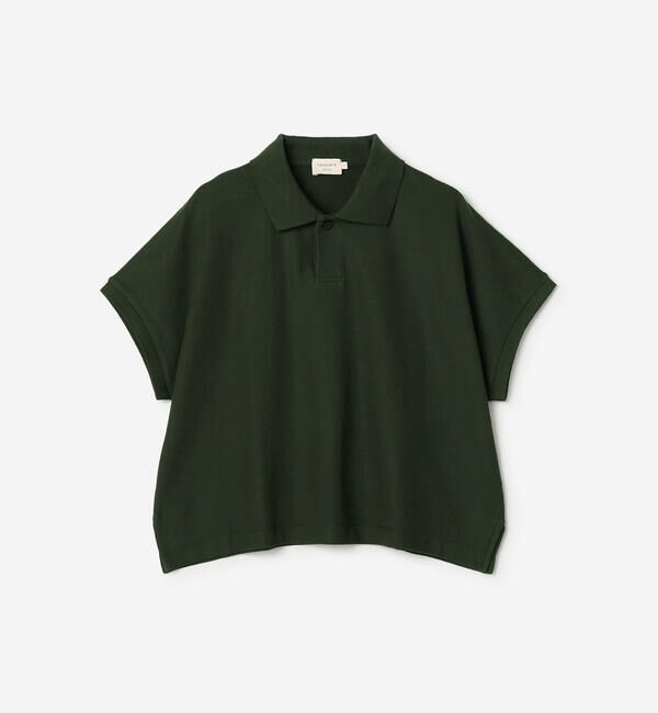 handvaerk「handvaerk | コットンピケ ドルマンスリーブポロシャツ WOMEN」|ポロシャツ|GREEN系1