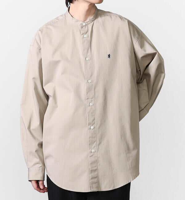 GYMPHLEX「Gymphlex | バンドカラー長袖シャツ SOLID MEN」|シャツ・ブラウス|