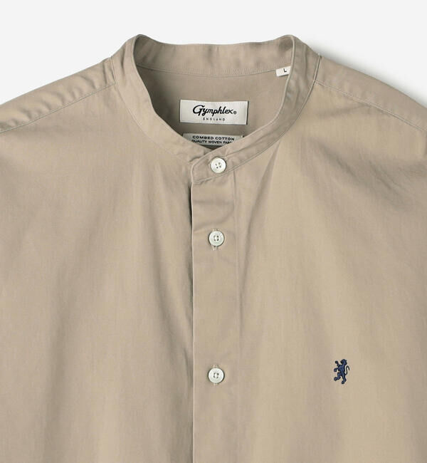 GYMPHLEX「Gymphlex | バンドカラー長袖シャツ SOLID MEN」|シャツ・ブラウス|