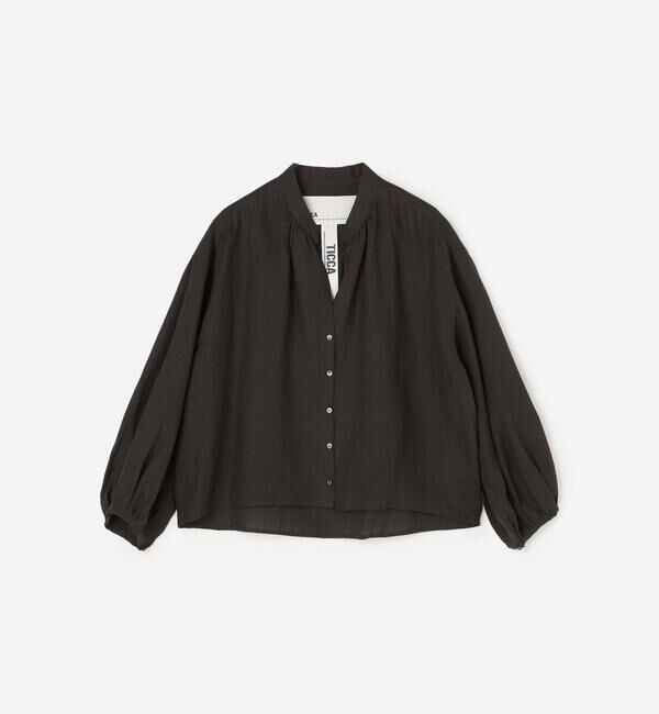  「TICCA | リネン ギャザーブラウスジャケット WOMEN」|シャツ・ブラウス|BROWN