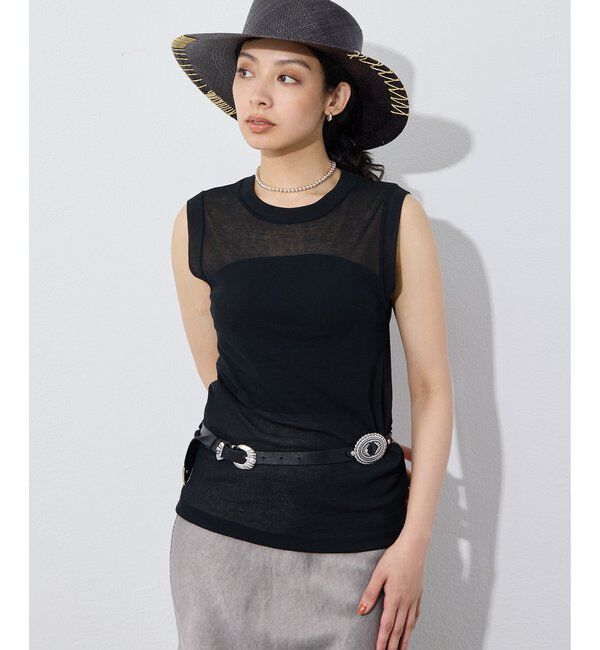  「シアーストレッチノースリーブプルオーバー」|Tシャツ・カットソー|