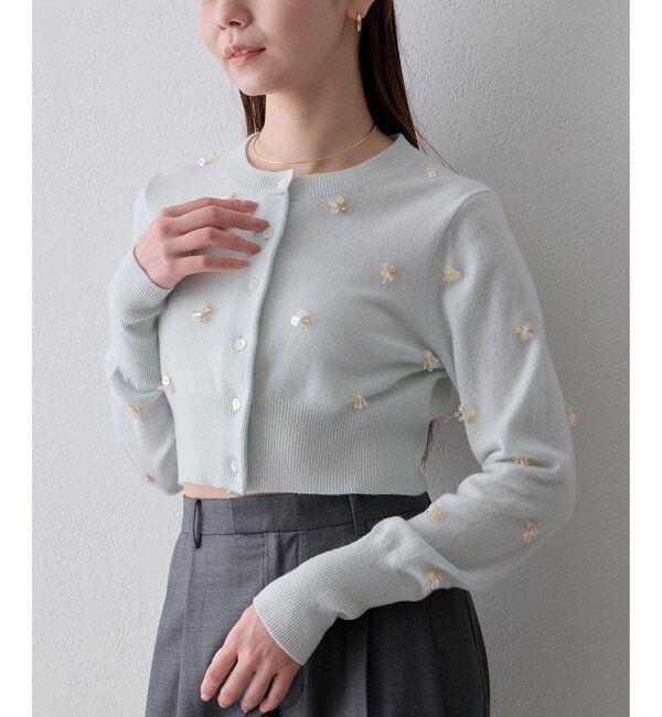  「ビーズ刺繍ニットカーディガン」|ニット・セーター|