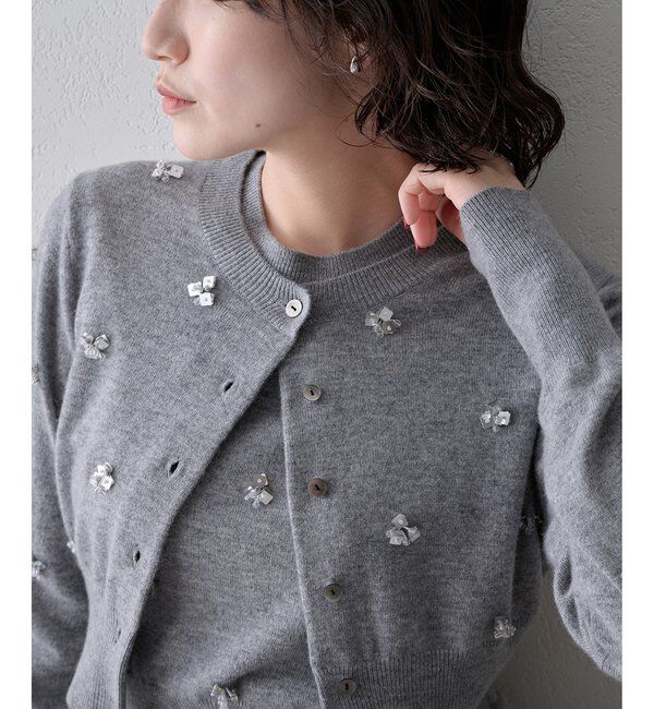  「ビーズ刺繍ニットカーディガン」|ニット・セーター|