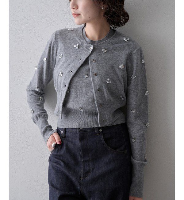 「ビーズ刺繍ニットカーディガン」|ニット・セーター|