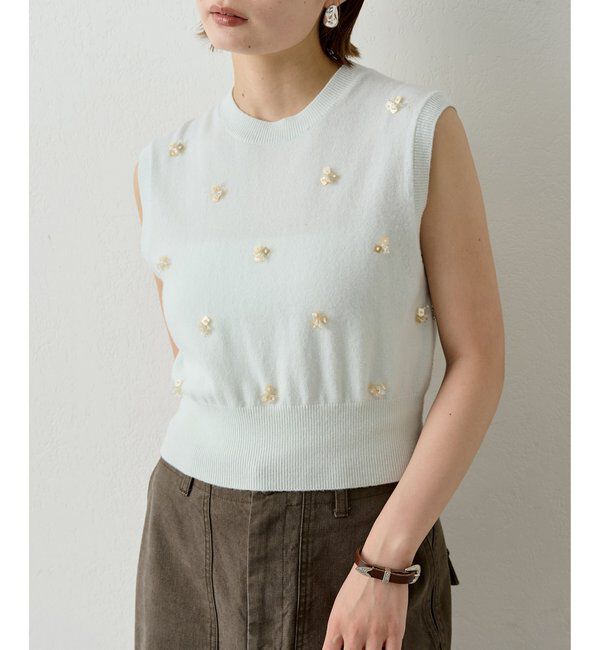  「ビーズ刺繍ニットベスト」|ニット・セーター|