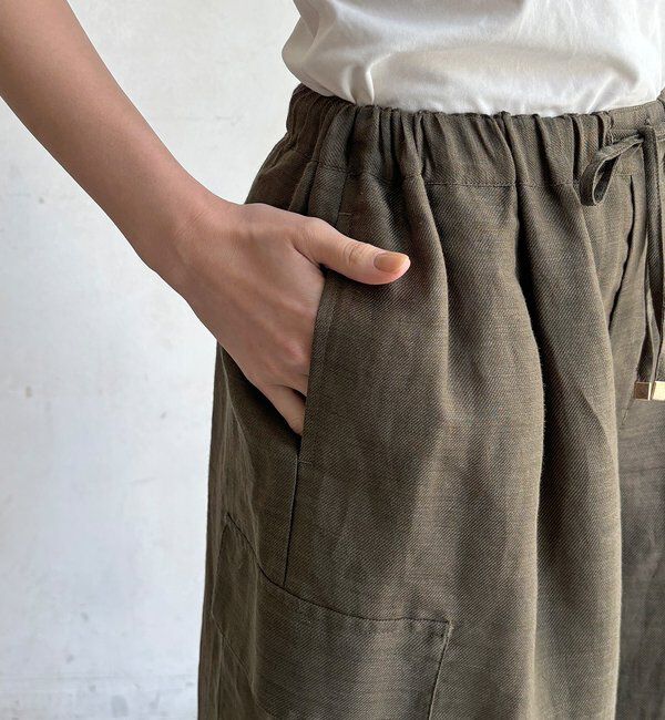  「【セットアップ可能】ウォッシャブルコットンリネンハーフパンツ」|チノ|