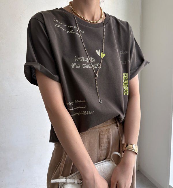  「【WEB限定】レタリングプリント半袖TEE」|Tシャツ・カットソー|ブラウン