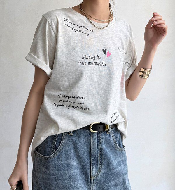  「【WEB限定】レタリングプリント半袖TEE」|Tシャツ・カットソー|グレー