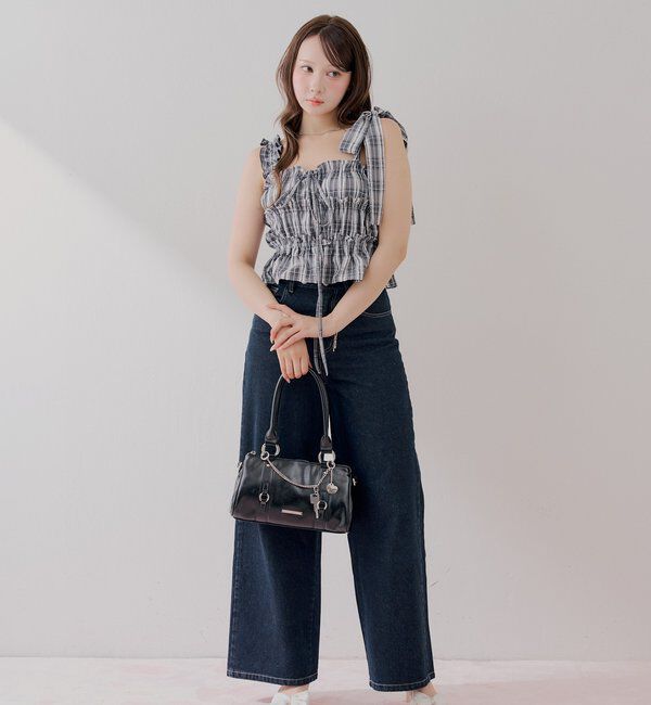  「【WEB限定/マルチウェイ】アシメ紐デザインシャーリングロングワンピース」|ワンピース|