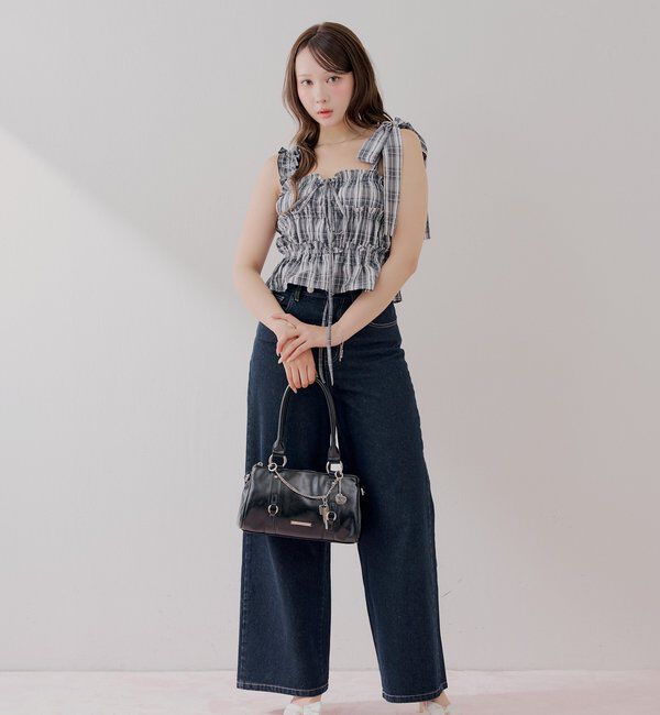 「【WEB限定/マルチウェイ】アシメ紐デザインシャーリングロングワンピース」|ワンピース|