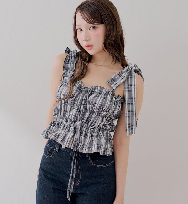  「【WEB限定/マルチウェイ】アシメ紐デザインシャーリングロングワンピース」|ワンピース|