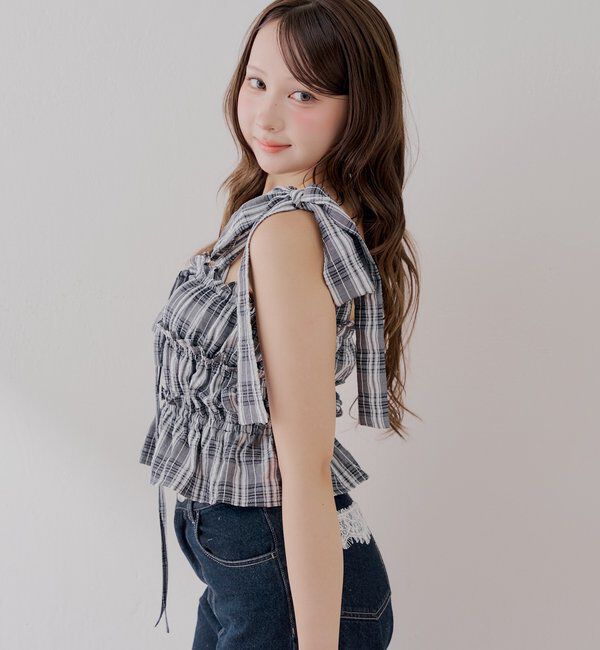 「【WEB限定/マルチウェイ】アシメ紐デザインシャーリングロングワンピース」|ワンピース|